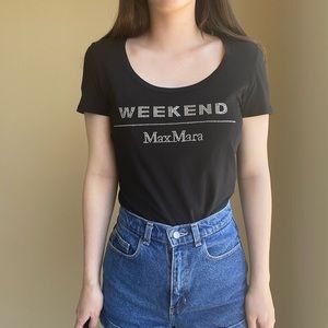 WEEKEND MAXMARA Rhinestone Black Tee